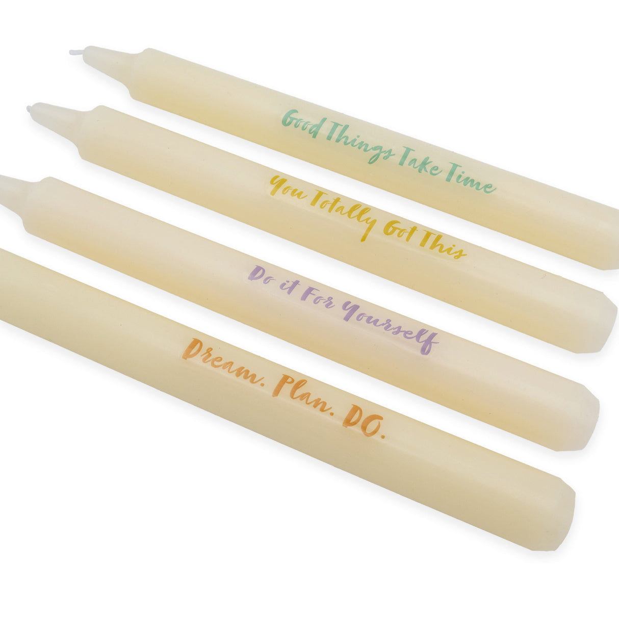 Willow and Belle Quote Design Table Candles In Gift Box Set Of Four