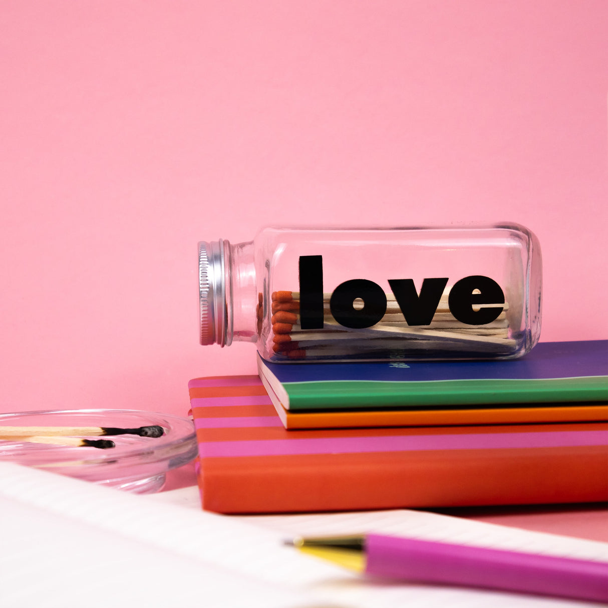 Saje Love Candle and Matches In Glass Jar