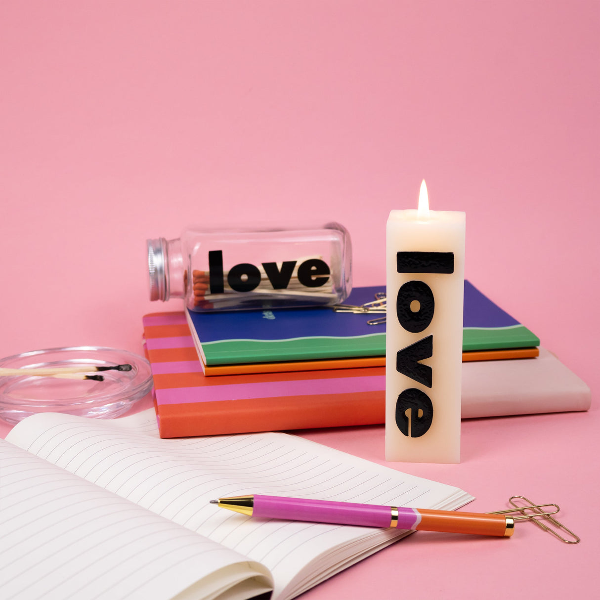 Saje Love Candle and Matches In Glass Jar