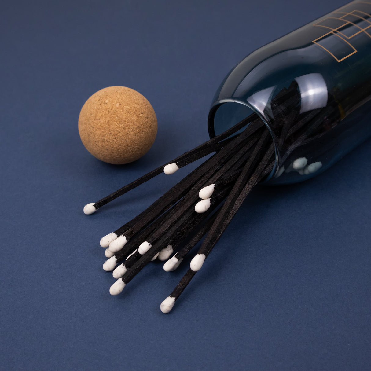 Elysian Tower Twist Candle & Matches In Glass Jar With Cork Stopper