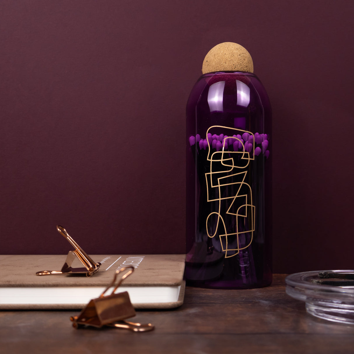 Elysian Shaped Tower Candle & Matches In Glass Jar With Cork Stopper