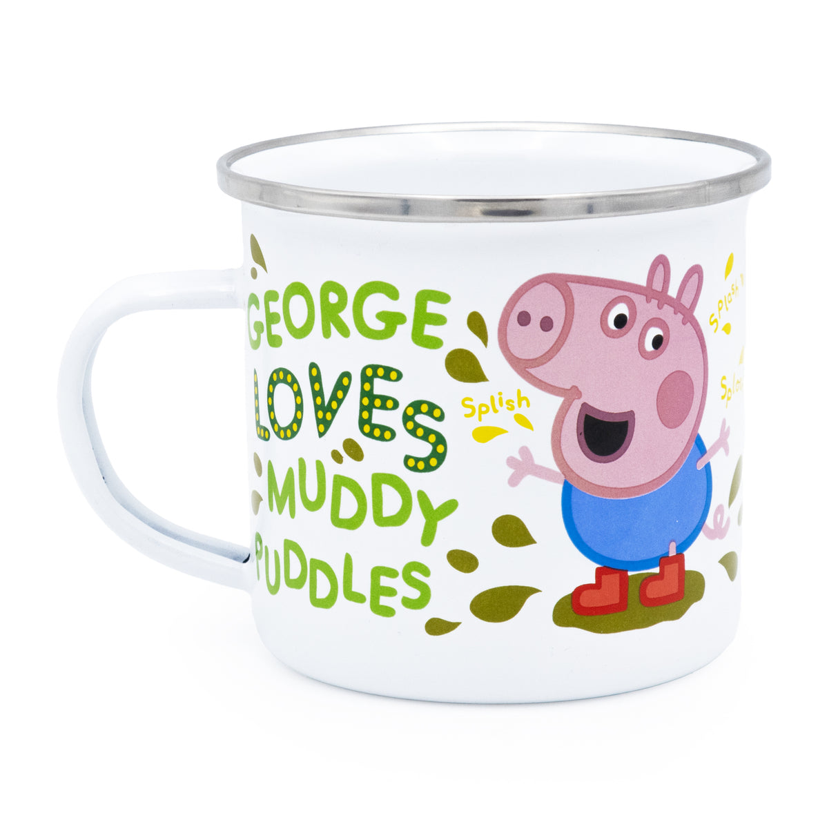Peppa Pig Enamel Mug - George Loves Muddy Puddles Design