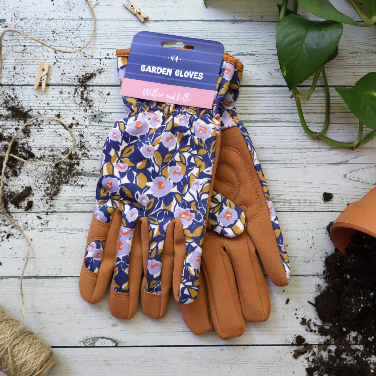 Willow and Belle Outdoor Gardening Gloves - Abstract Floral Design
