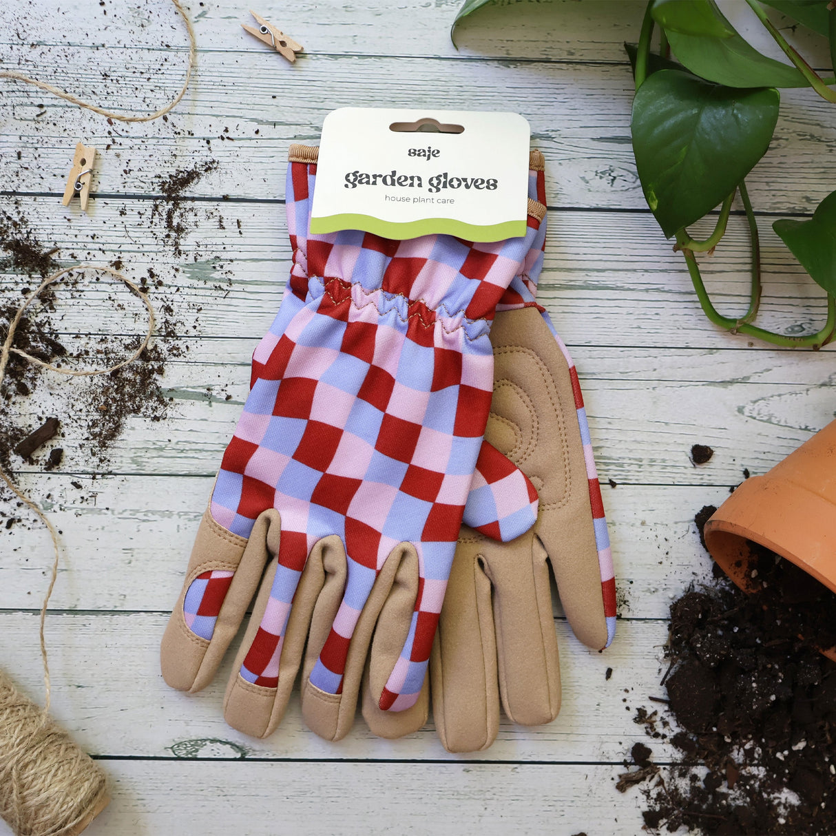 Saje Outdoor Gardening Gloves - Warp Check Design