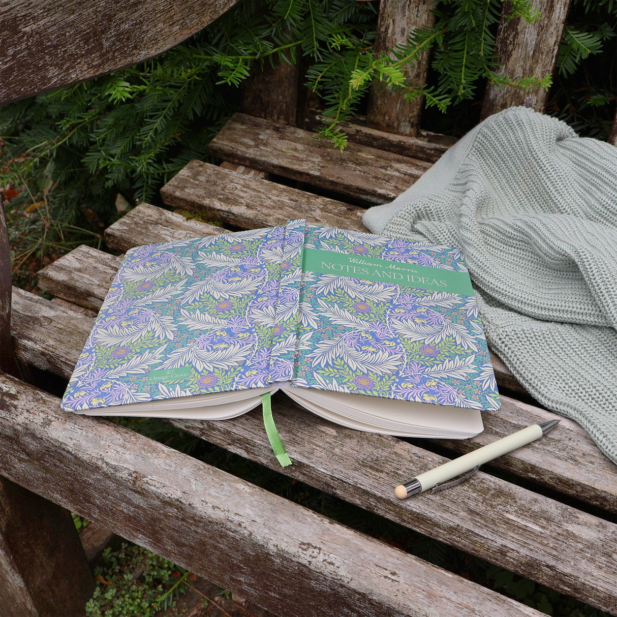 William Morris Journal Notebook – Larkspur Green A5 Design