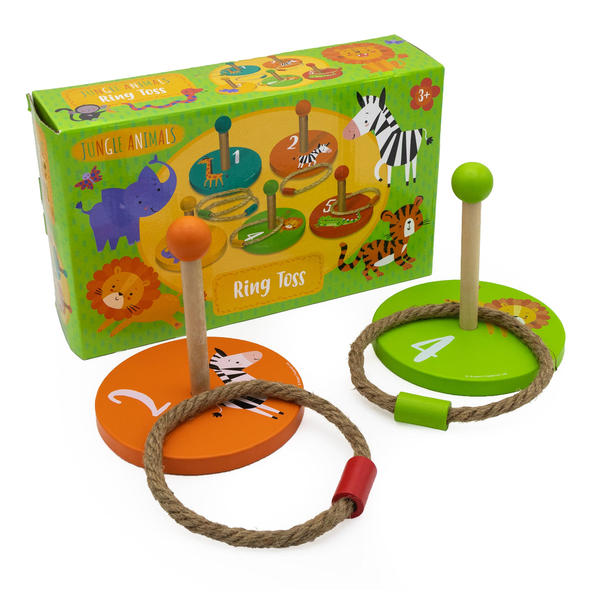 Jungle Animals Children's Wooden Ring Toss Set