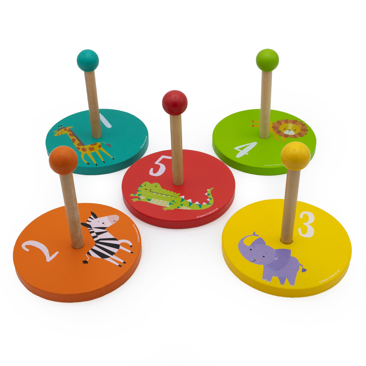 Jungle Animals Children's Wooden Ring Toss Set