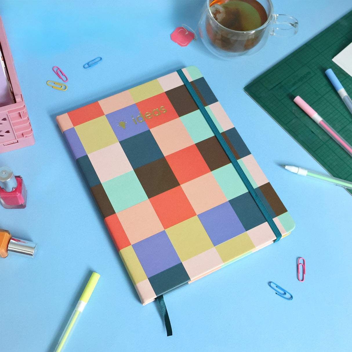 Saje Journal Notebook - Coloured Squares B5 Design