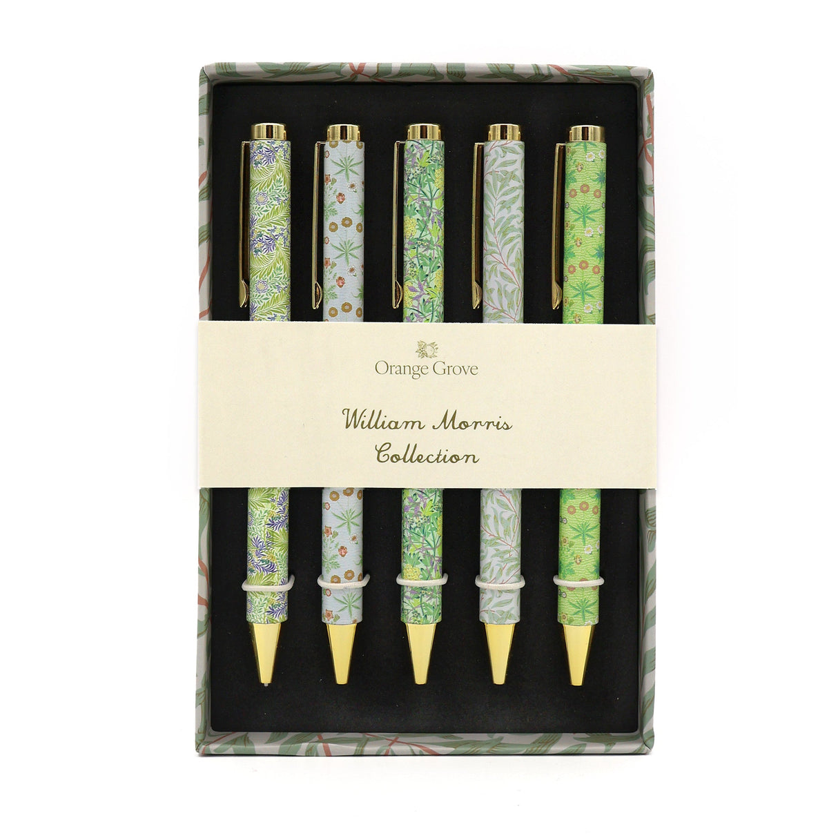 Orange Grove William Morris Ballpoint Pens in Gift Box – Set of 5 Pens