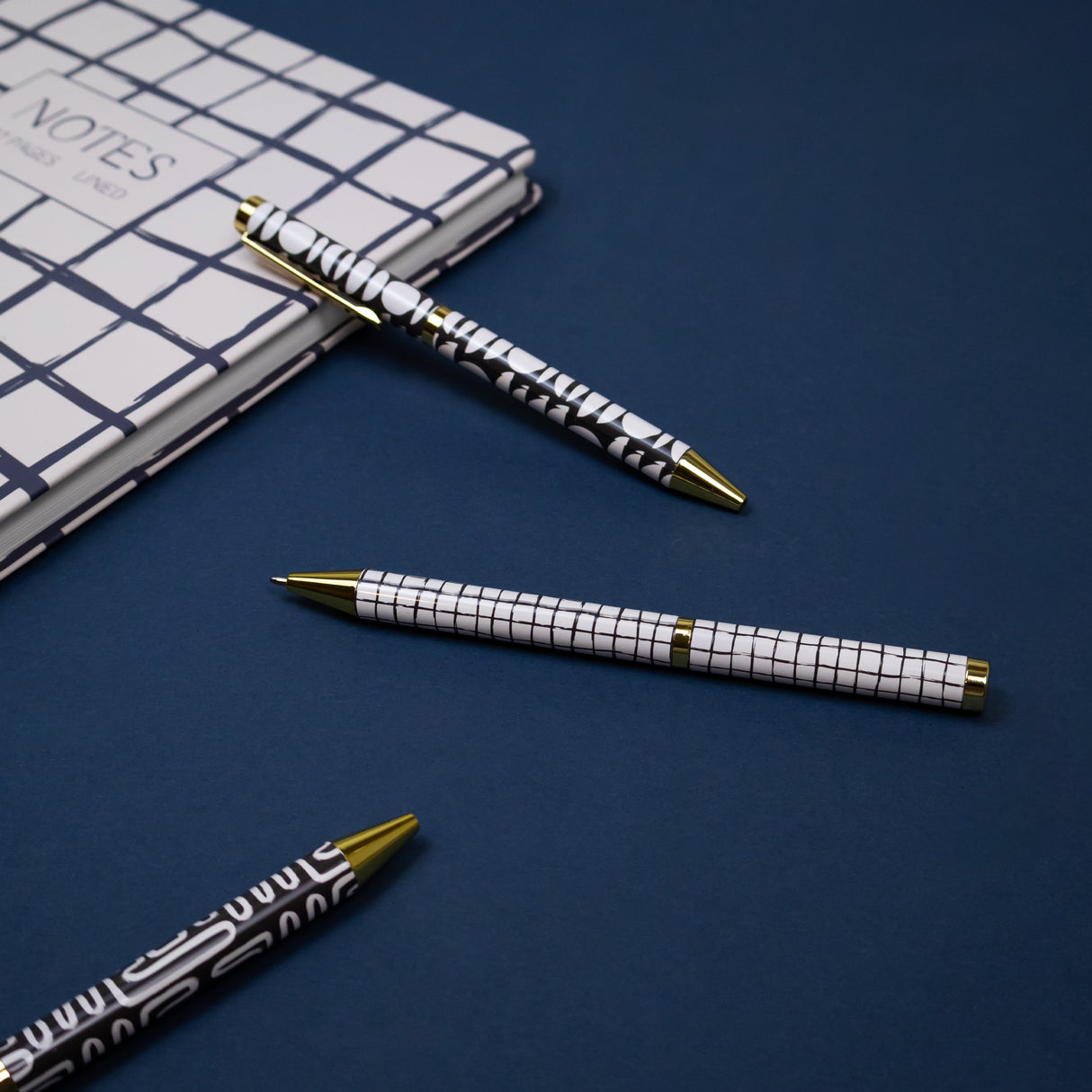 Elysian Monochrome Mixed Design Ballpoint Pens in Gift Box – Set of 3 Pens