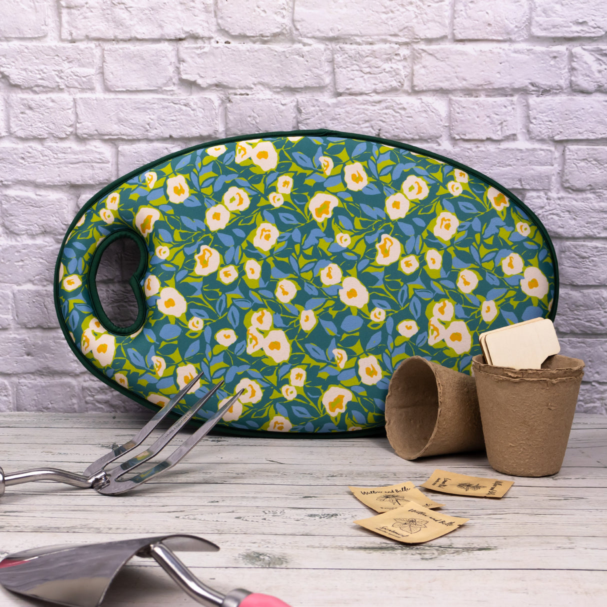 Willow and Belle Garden Kneeler - Abstract Floral Design - Padded Memory Foam