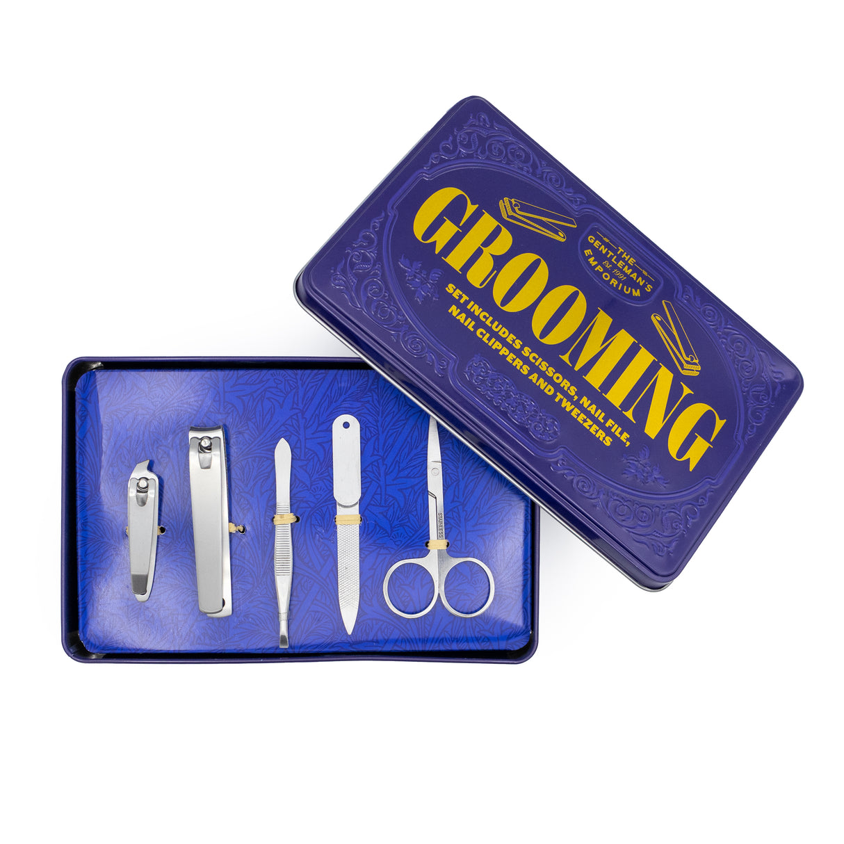 The Gentleman’s Emporium Grooming Kit – Nail Care Set in Retro Tin