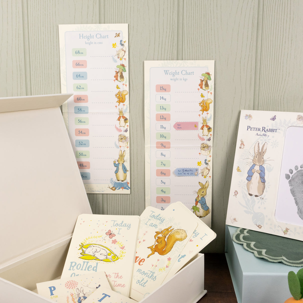 Peter Rabbit Baby Gift Box - Keepsake Frame, Milestone Cards & Handprint Kit