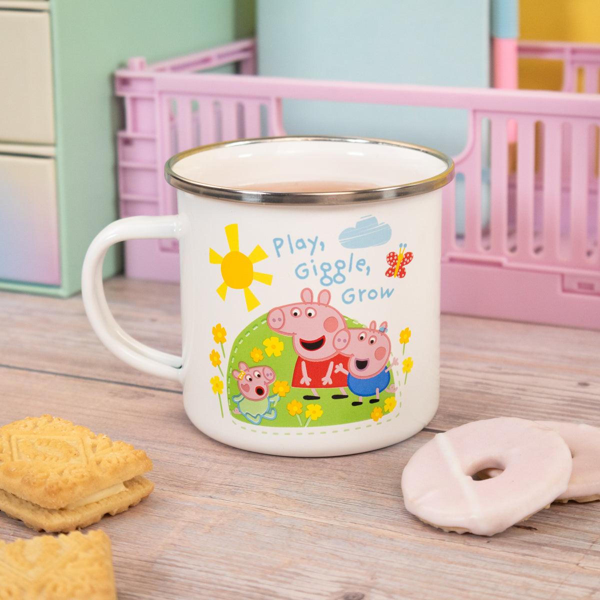 Peppa Pig Enamel Mug - Peppa, George & Evie Design