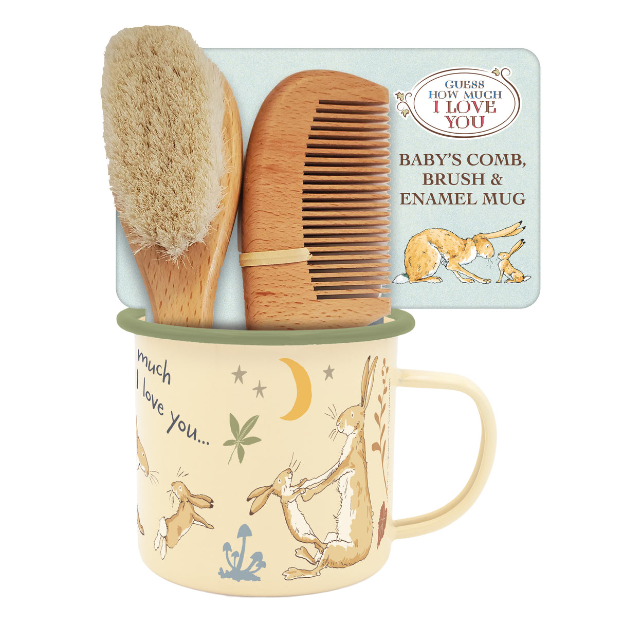 BABY BRUSH COMB AND MUG SET - GUESS HOW MUCH I LOVE YOU