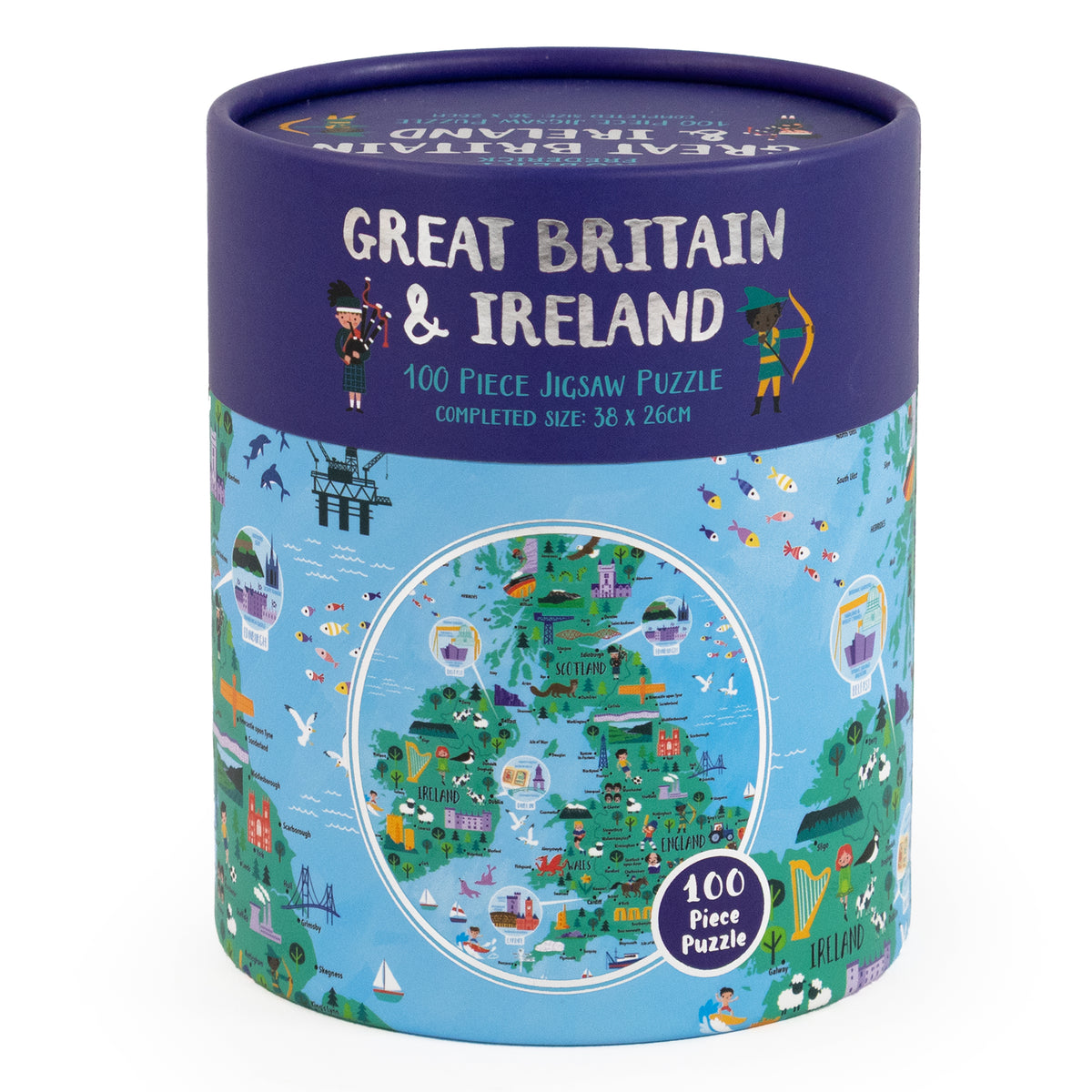 Great Britain & Ireland Jigsaw - 100 Piece Puzzle in a Gift-Ready Tube