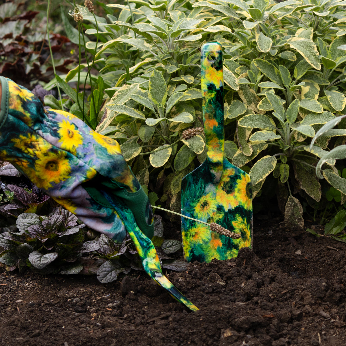 Fork and Trowel Garden Tool Set - Monet's Bouquet of Sunflowers Design