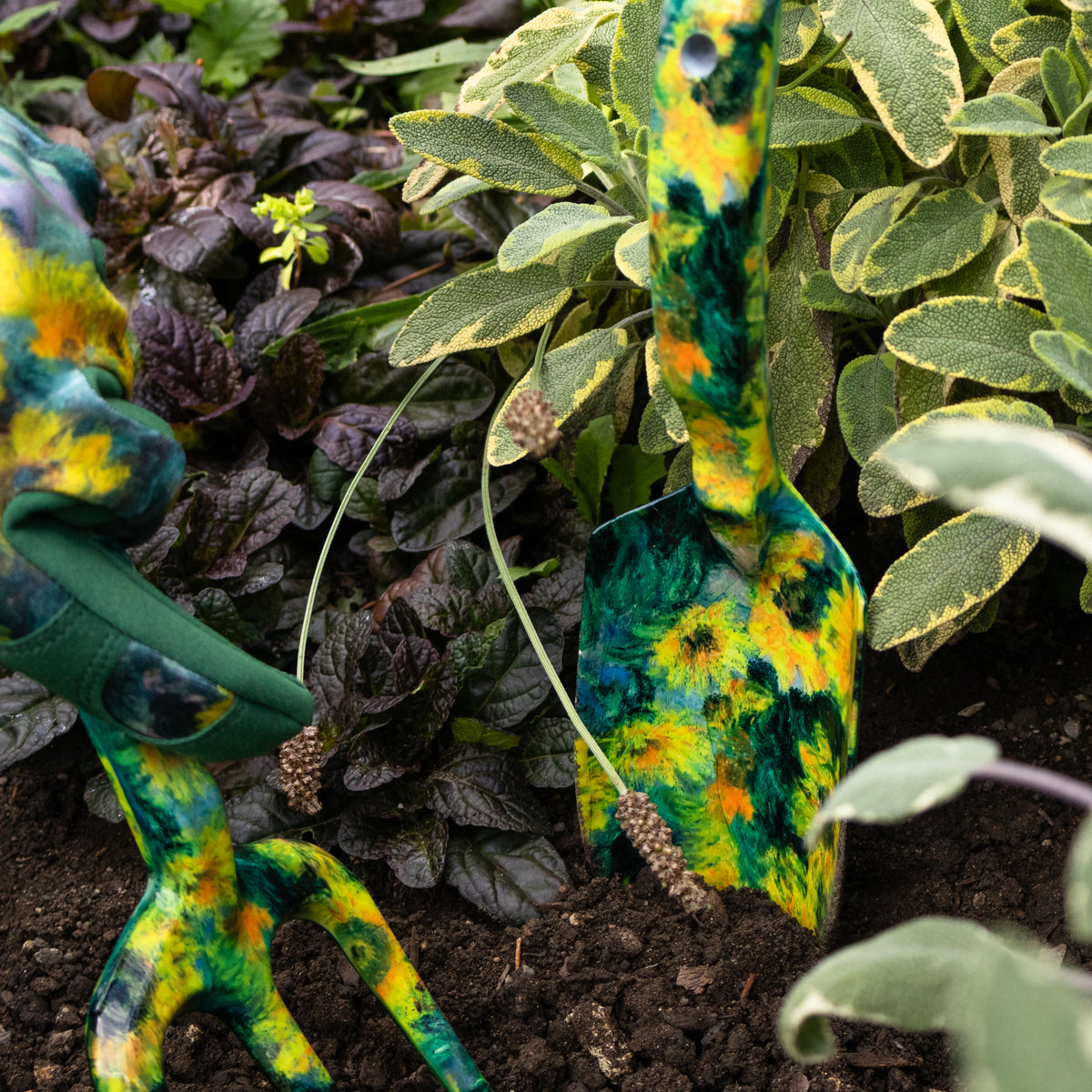Fork and Trowel Garden Tool Set - Monet's Bouquet of Sunflowers Design