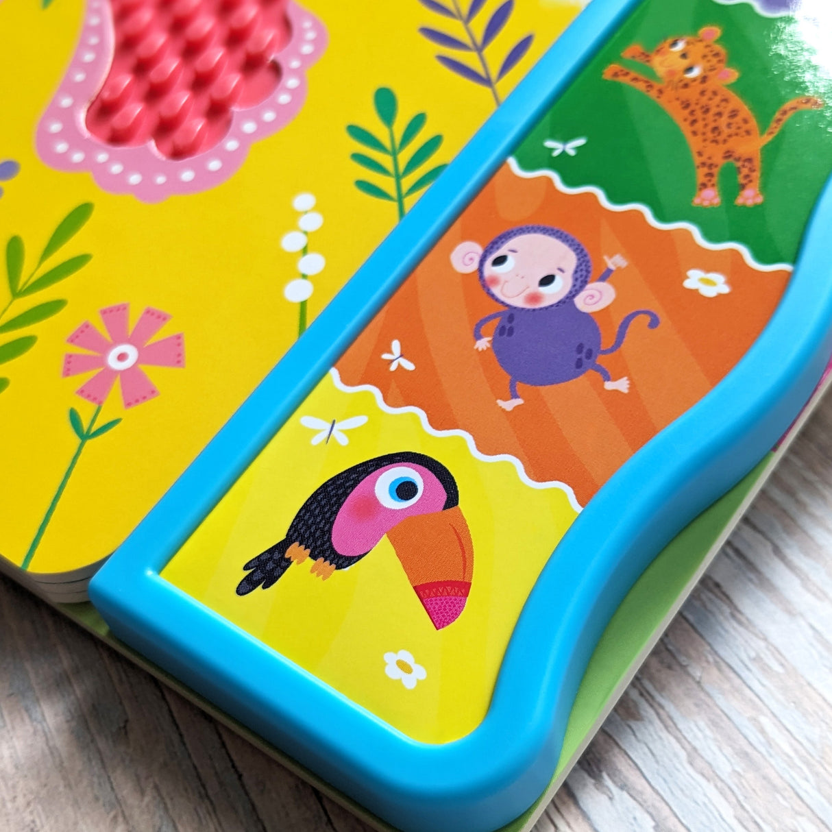 Touch and Feel In The Jungle Silicone Sound Book - Tactile Fun For Children Aged 3 Years Upward – 5 Sound Buttons To Press And Play