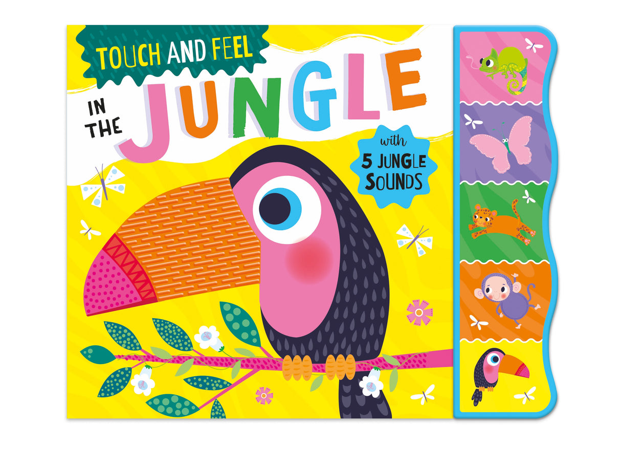Touch and Feel In The Jungle Silicone Sound Book - Tactile Fun For Children Aged 3 Years Upward – 5 Sound Buttons To Press And Play