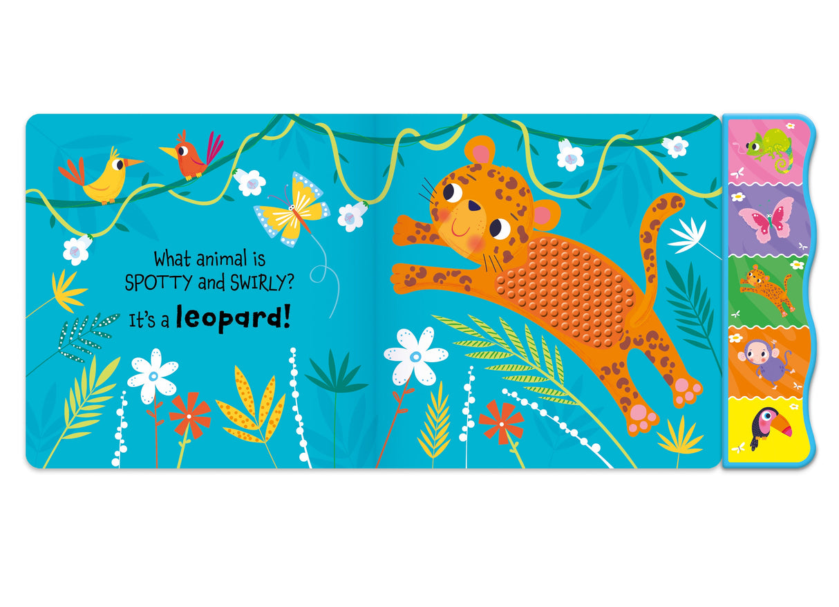 Touch and Feel In The Jungle Silicone Sound Book - Tactile Fun For Children Aged 3 Years Upward – 5 Sound Buttons To Press And Play