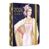 Claire Coxon Art Deco 2026 A6 Weekly Diary – Hardback Planner with Elastic Closure – Compact Week-to-View Organiser