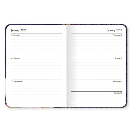 Claire Coxon Art Deco 2026 A6 Weekly Diary – Hardback Planner with Elastic Closure – Compact Week-to-View Organiser