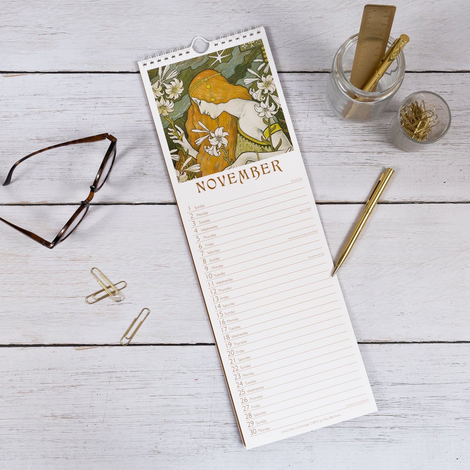 Art Nouveau Slim 2026 Wall Calendar