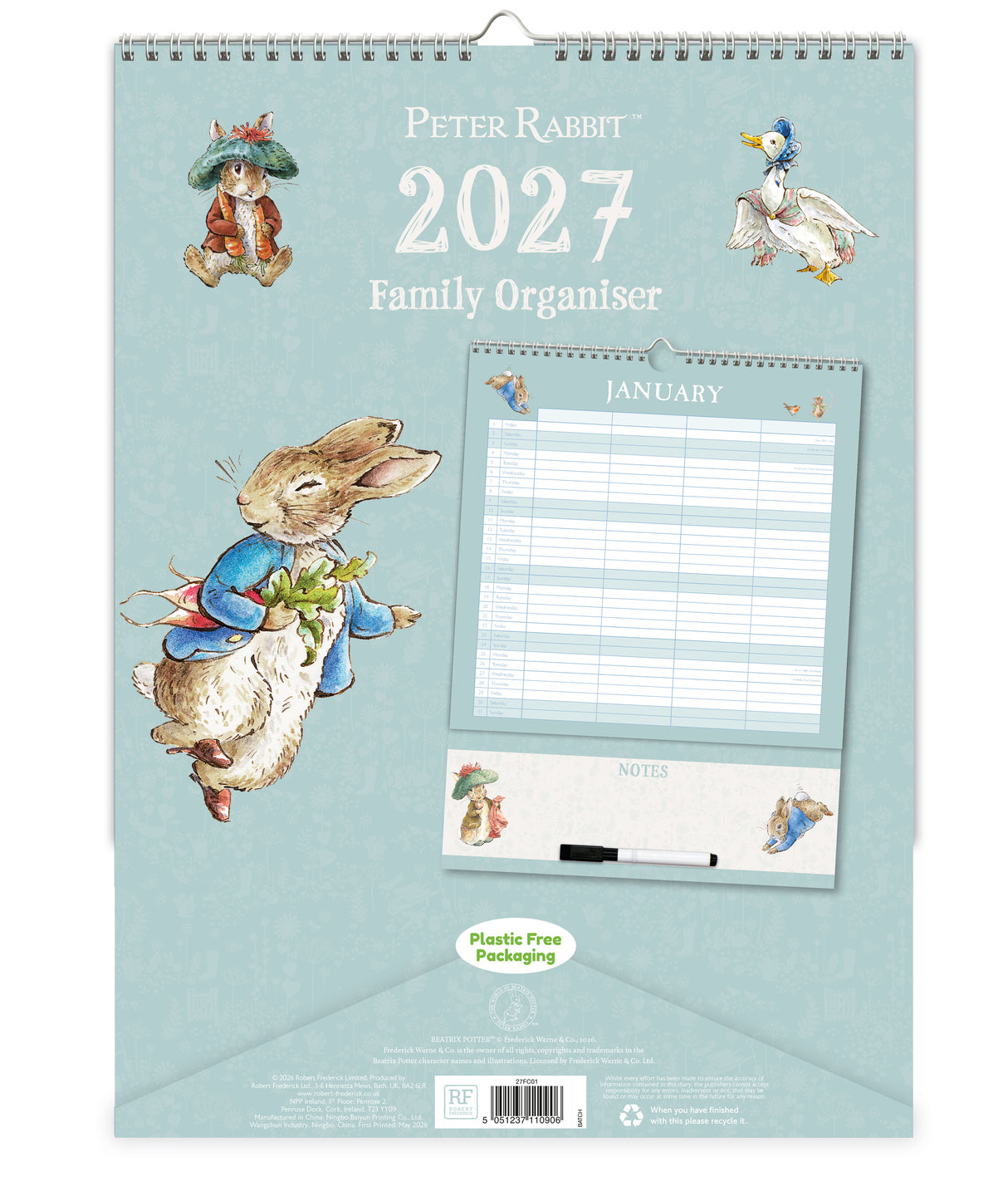 Peter Rabbit Family Organiser Wall Calendar 2027