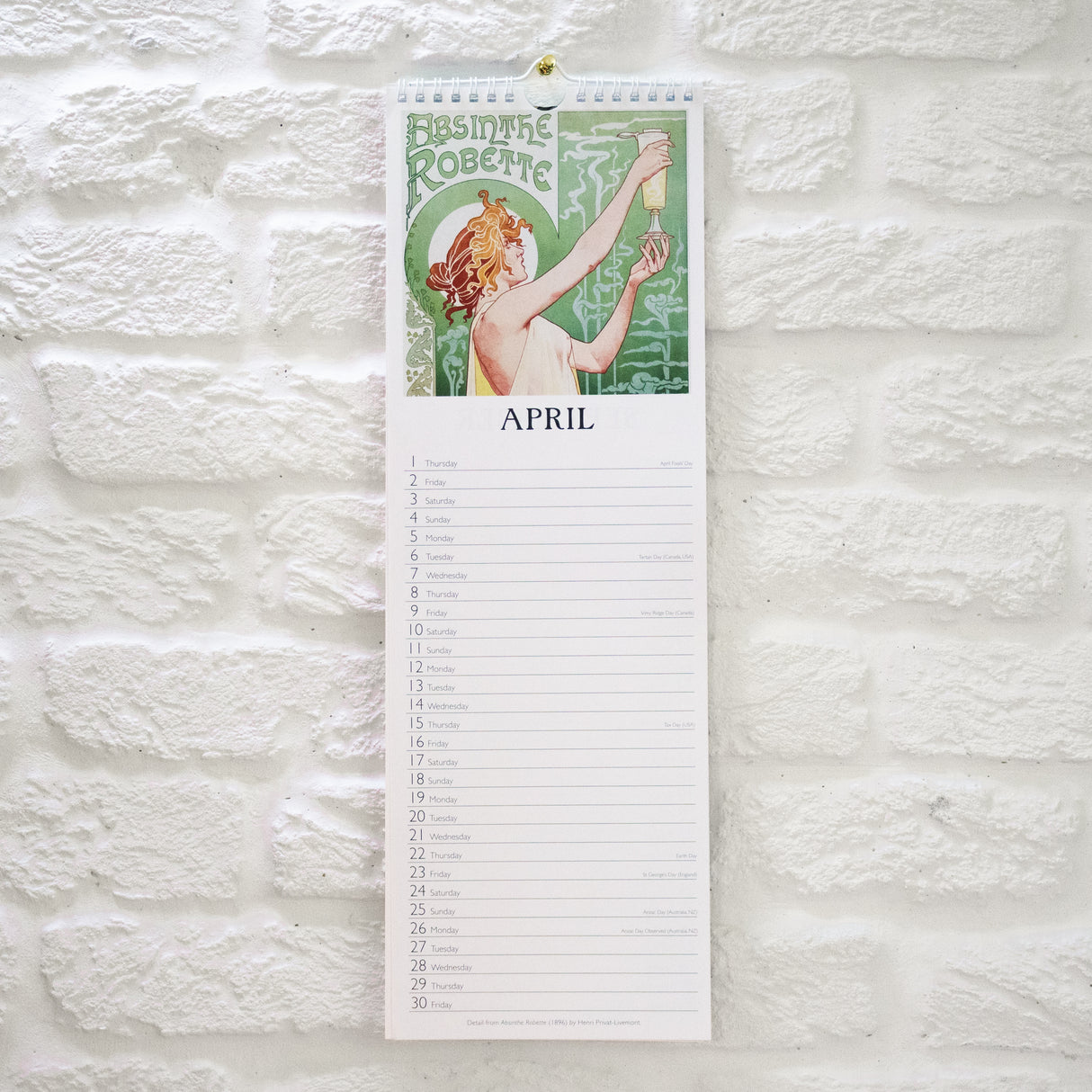 Art Noveau Slim Wall Calendar 2027