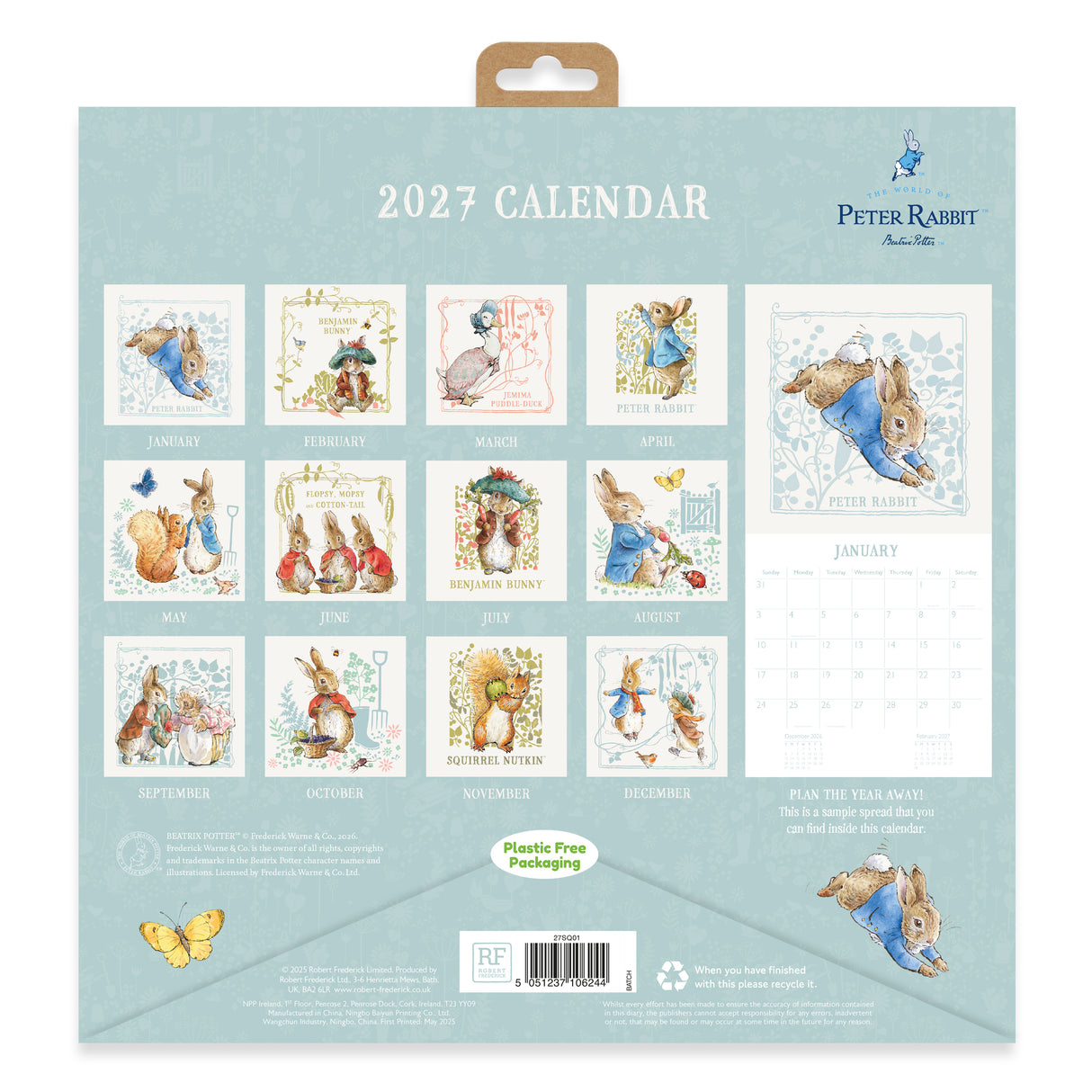 Peter Rabbit Square Wall Calendar 2027