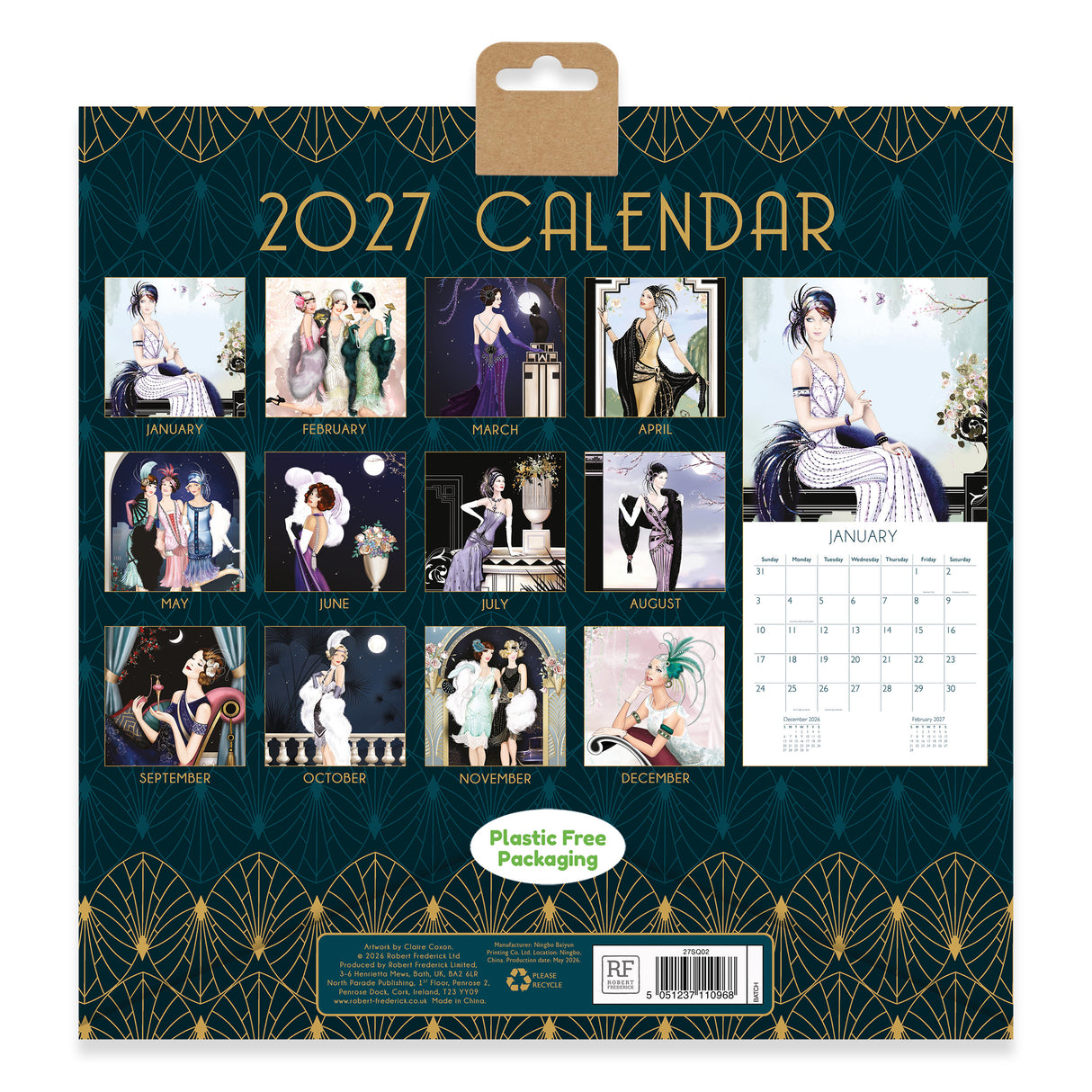Claire Coxon Art Deco Square Wall Calendar 2027