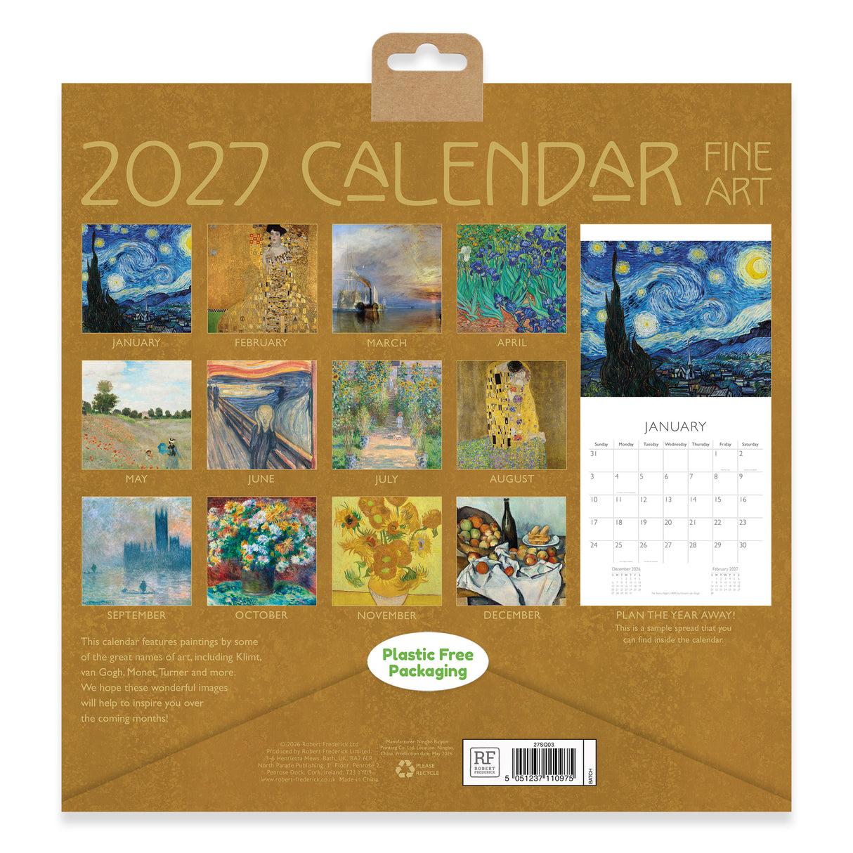 Fine Art Square Wall Calendar 2027
