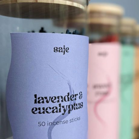 Saje Lavender & Eucalyptus Incense Sticks in Glass Jar
