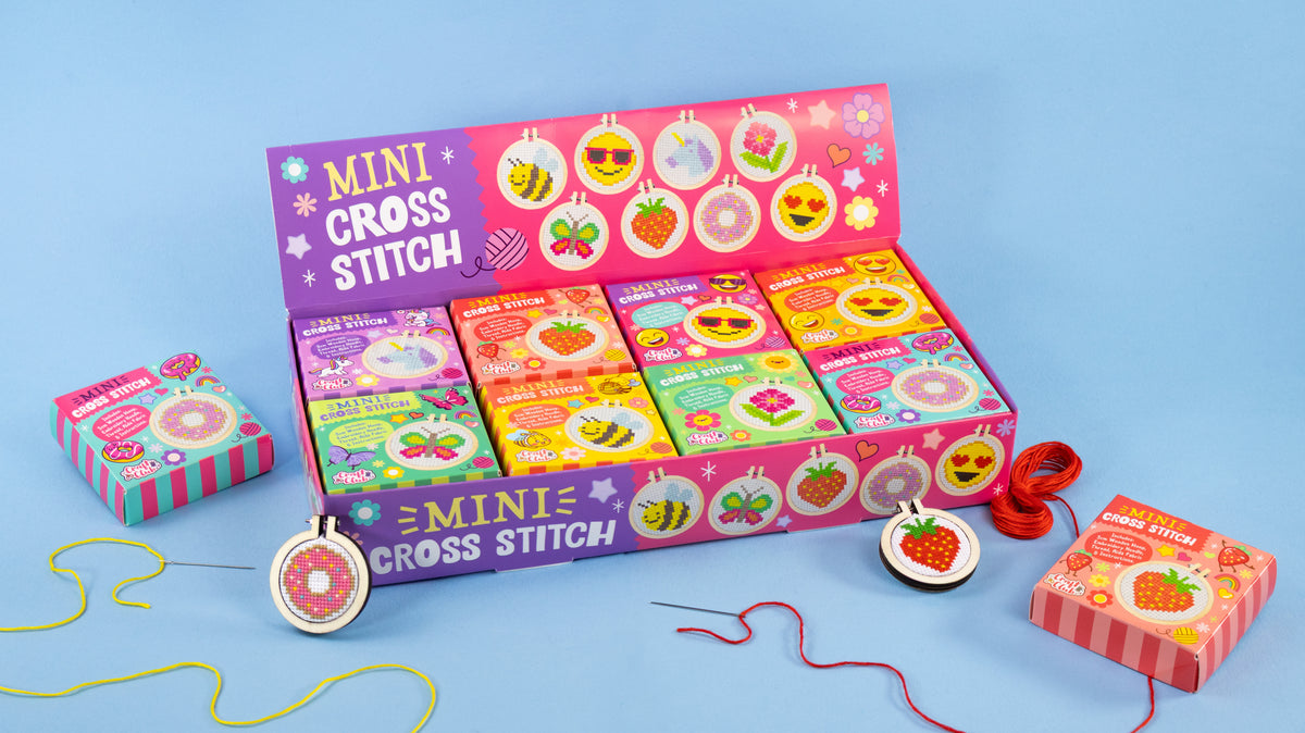 Make Your Own Mini Cross Stitch Kit - Smiley Hearts
