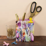 Square Pen Pot - Feathers Design