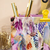 Square Pen Pot - Feathers Design