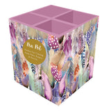 Square Pen Pot - Feathers Design