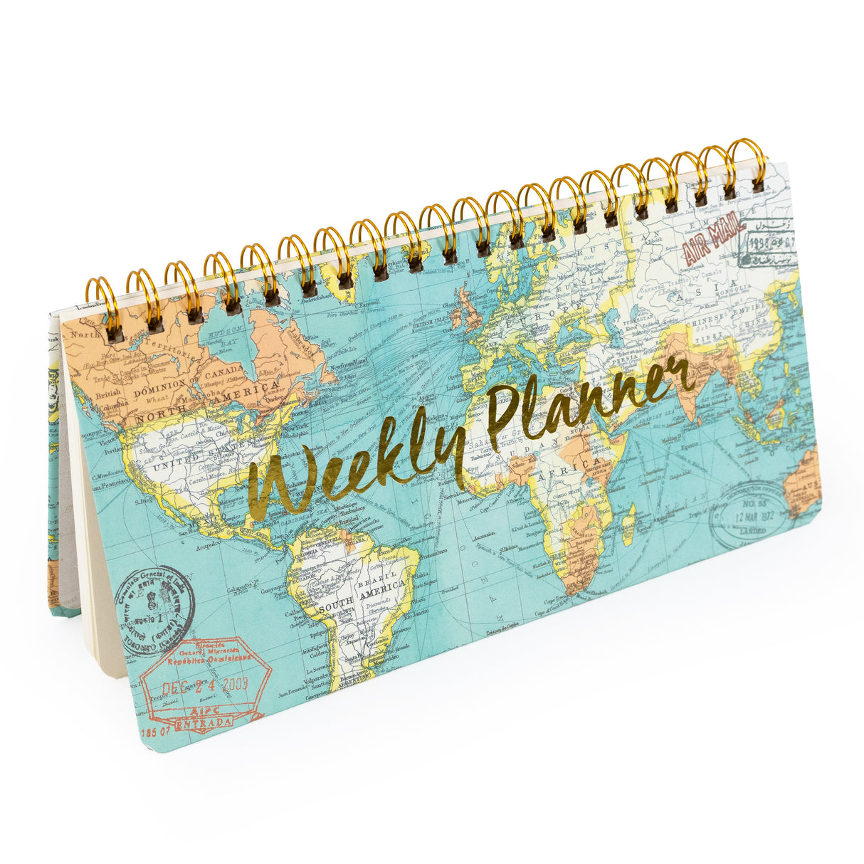 Vintage Map Weekly Planner - Landscape Desk Organiser