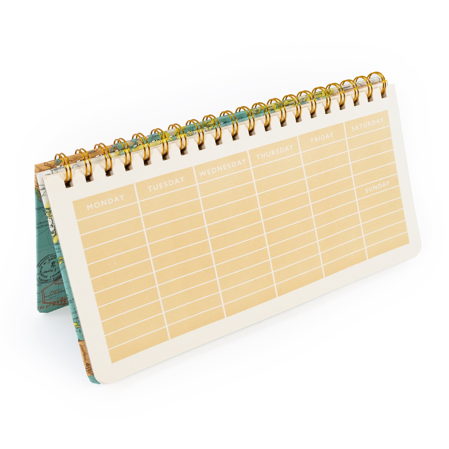 Vintage Map Weekly Planner - Landscape Desk Organiser