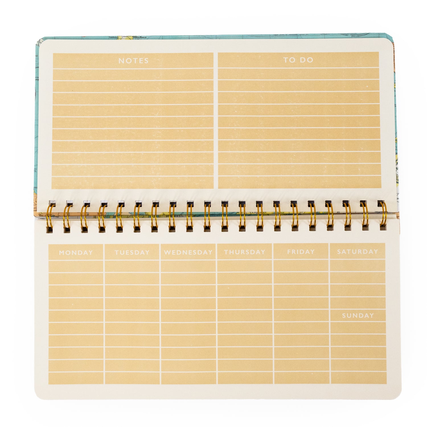 Vintage Map Weekly Planner - Landscape Desk Organiser
