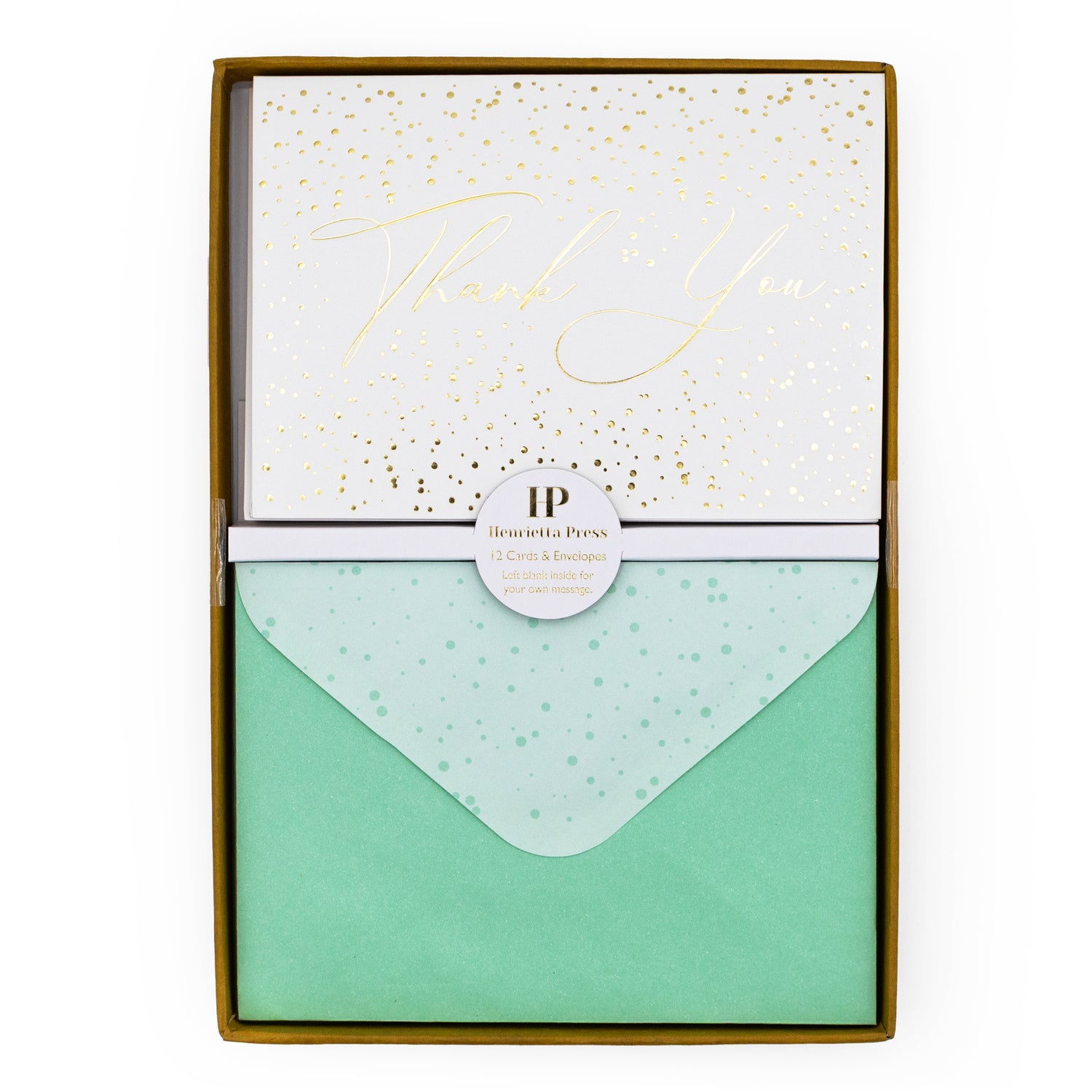 12 Notecards and Envelopes in Gift Box - “Thank You” Spots Design