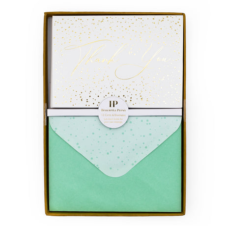 12 Notecards and Envelopes in Gift Box - “Thank You” Spots Design