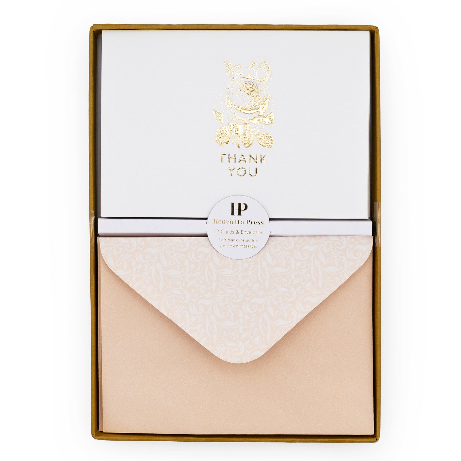 12 Notecards and Envelopes in Gift Box - “Thank You” Flower Bouquet Design