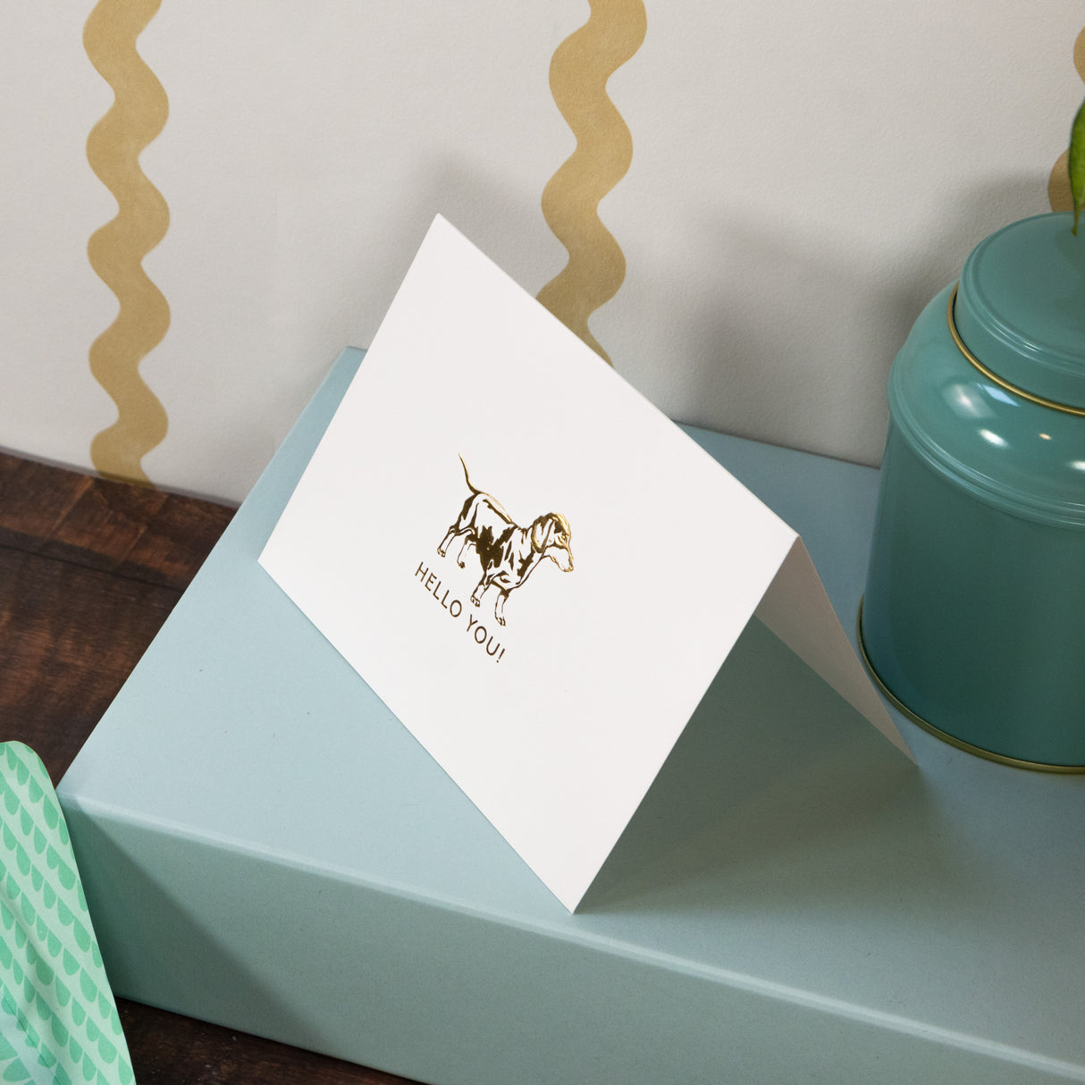 12 Notecards and Envelopes in Gift Box - “Hello You” Dachshund Design