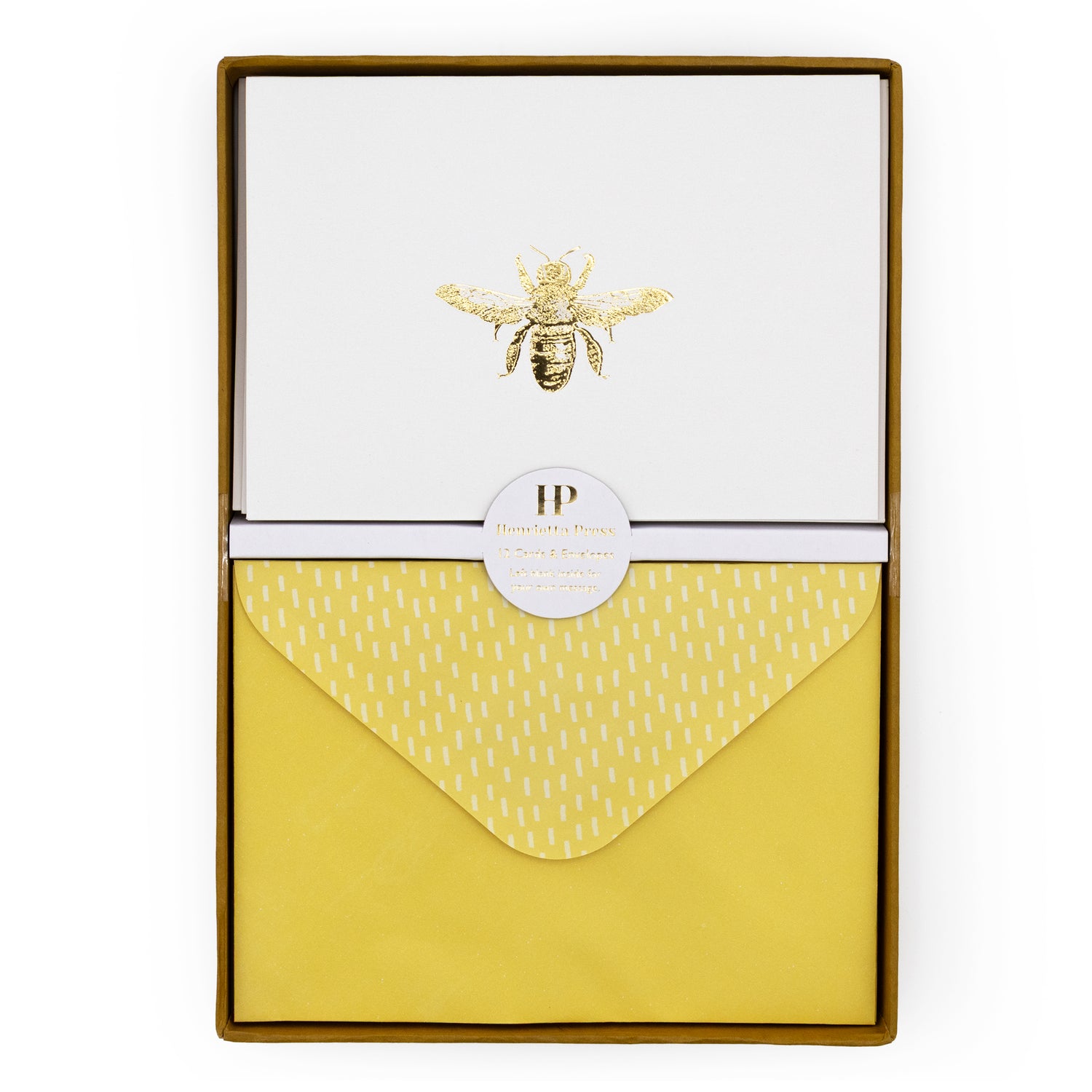 12 Notecards and Envelopes in Gift Box - Bee Design