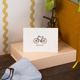12 Notecards and Envelopes in Gift Box - “Hello” Bicycle Design