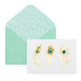 12 Notecards and Envelopes in Gift Box - Peacock Feathers Design