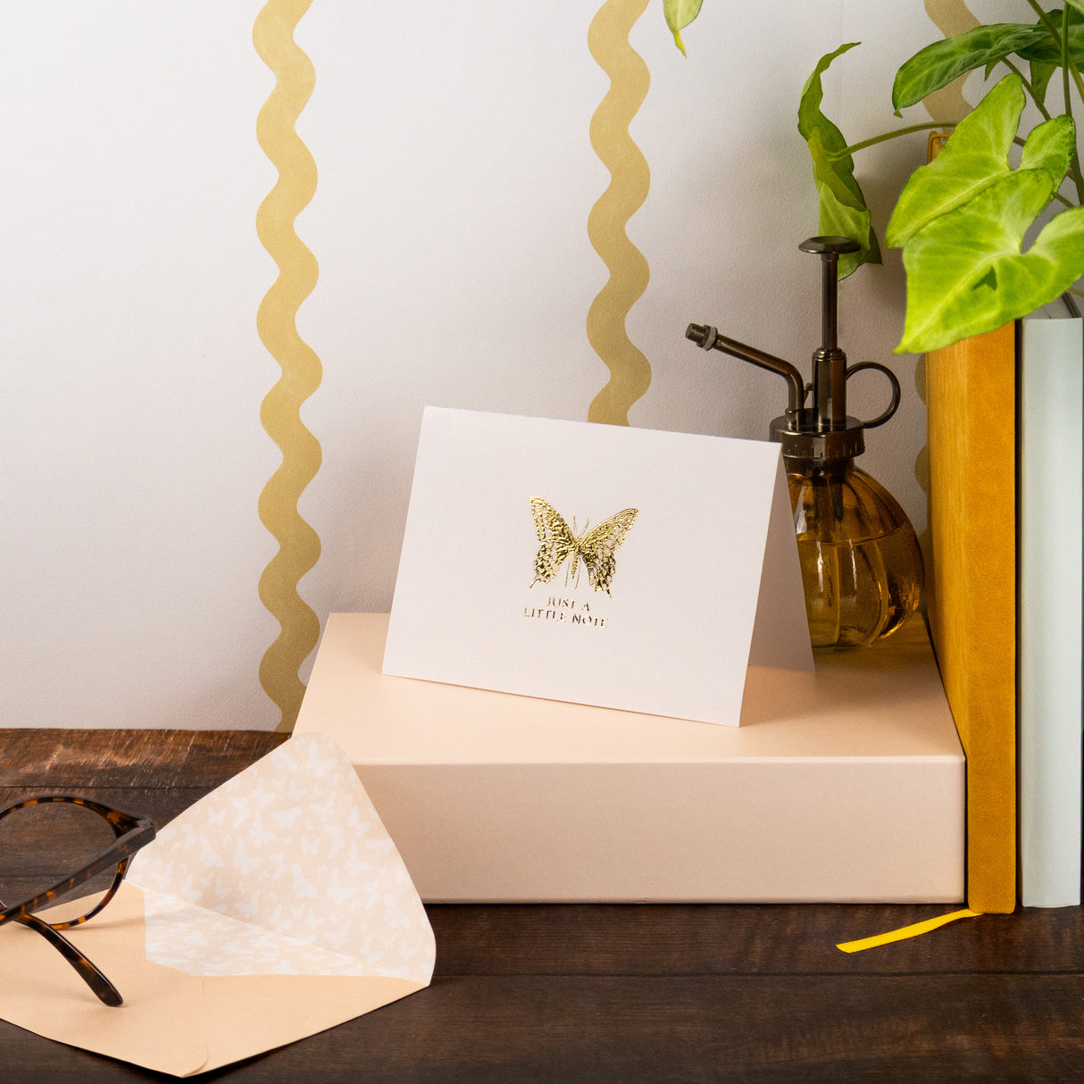 12 Notecards and Envelopes in Gift Box - “Just A Little Note” Butterfly Design