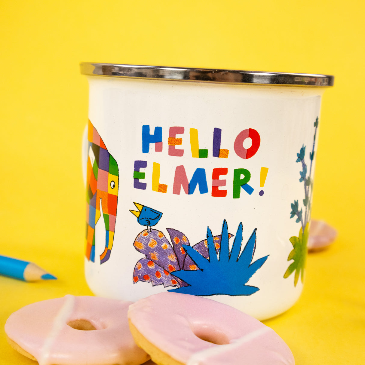 Elmer Enamel Mug - Bright & Colourful Elephant Design